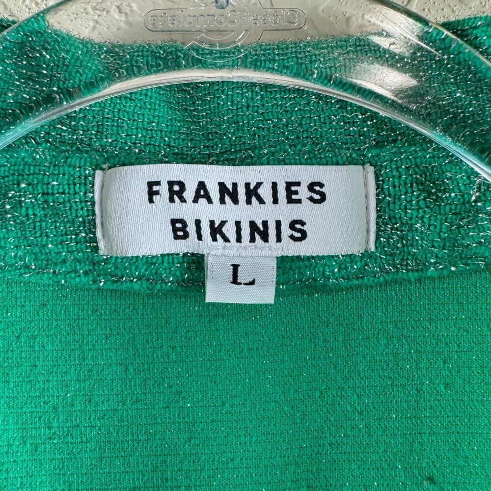 Frankies Bikinis Coco Sparkle Terry Button Up Shirt Mistletoe Green Large Beach - Picture 8 of 10
